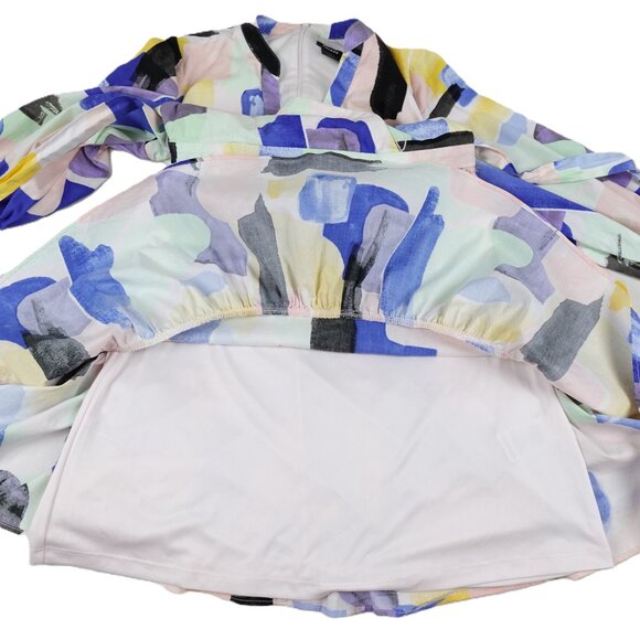 DKNY Abstract Print Balloon Sleeve Knee Length Dress - Picture 6 of 13